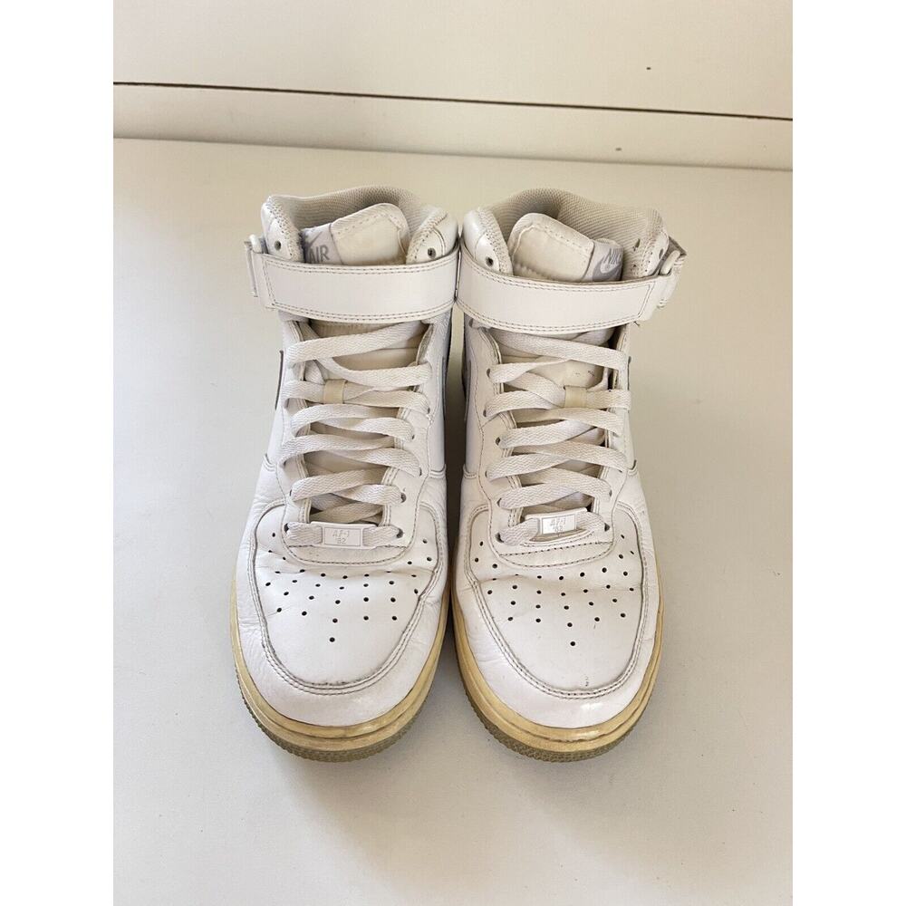 Nike Men's Air Force 1 White High Top Sneakers Gray Swoosh Shoes Size 9.5
